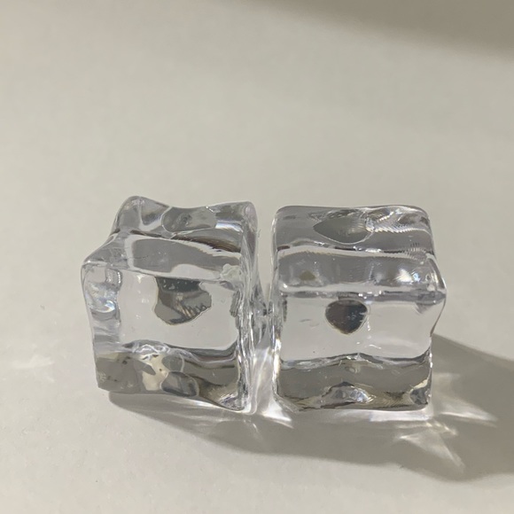 Clear Ice Cube Earrings - Picture 3 of 3